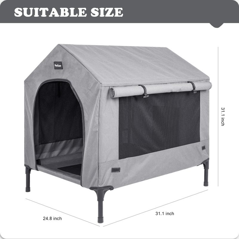 Small Dog House,Elevated Dog Bed with Removable Cover, Indoor & Outside Puppy Shelter Cot,Raised Dog Bed
