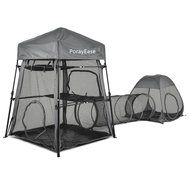 Cat Enclosures, 3-in-1 Cat Tower Tent with Tunnel/Pop Up Cube,Cat Climbing Tent Cat Cage Outdoor Catio Portable Playpen Play Tents for Cats Kitten and Small Animals