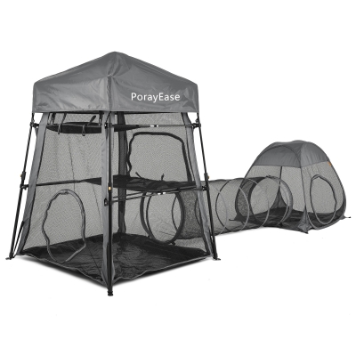 Cat Enclosures, 3-in-1 Cat Tower Tent with Tunnel/Pop Up Cube,Cat Climbing Tent Cat Cage Outdoor Catio Portable Playpen Play Tents for Cats Kitten and Small Animals