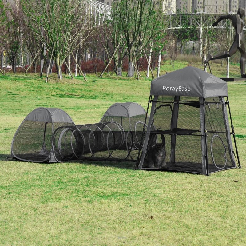 Cat Enclosures, 3-in-1 Cat Tower Tent with Tunnel/Pop Up Cube,Cat Climbing Tent Cat Cage Outdoor Catio Portable Playpen Play Tents for Cats Kitten and Small Animals